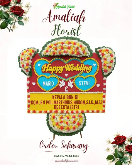 Papan Bunga Pernikahan Batu Meja